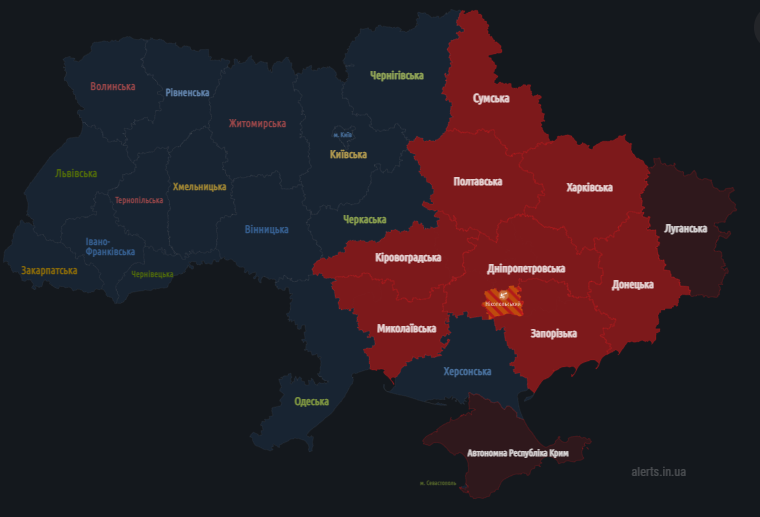 карта повітряних тривог 29 січня